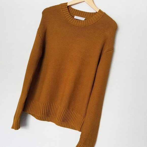 Everlane The Link-Stitch Crewneck Sweater XS Brass Brown 100% Cotton Jumper Top - Picture 10 of 15